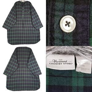 The Vermont Country Store Flannel Night Shirt Green Plaid Men’s Size 3XL Cotton
